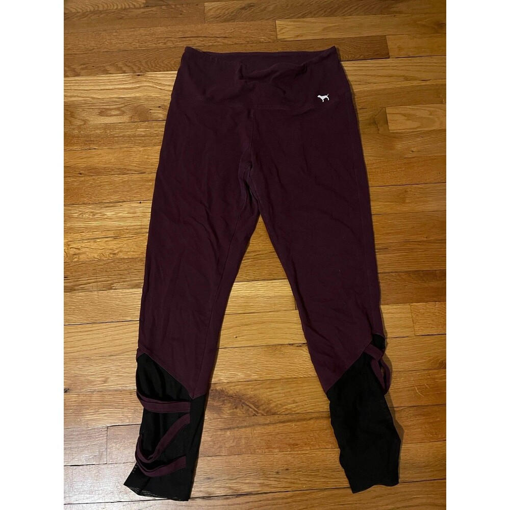 PINK Women’s Purple/Black Colorblock High Rise Ankle Leggings w/ Logo - M